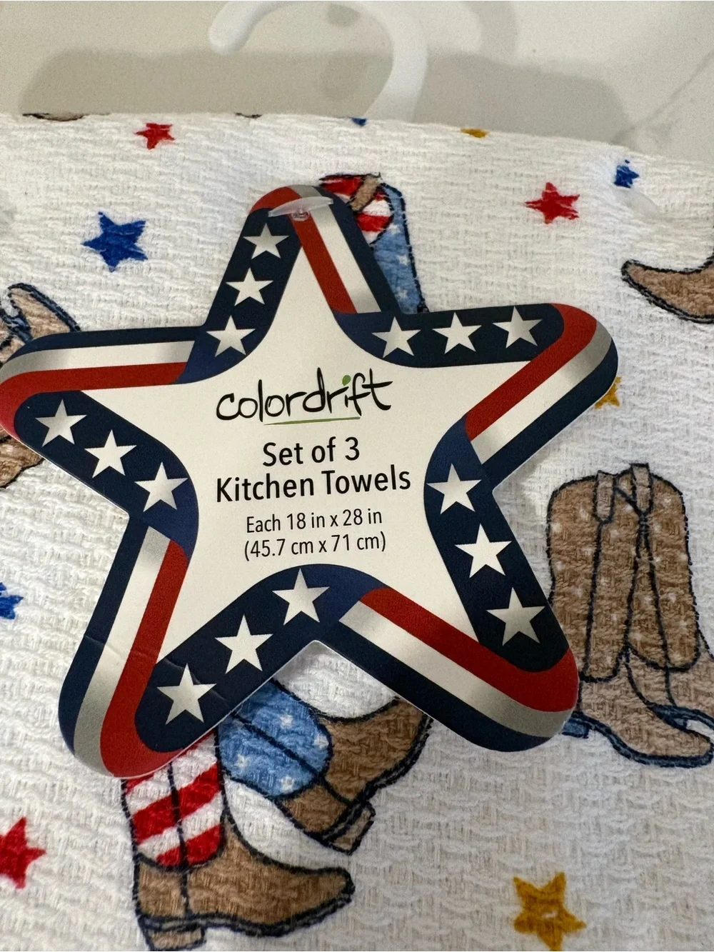 Colordrift Patriotic Cowboy Boot Kitchen Towel Set – Set of 3
